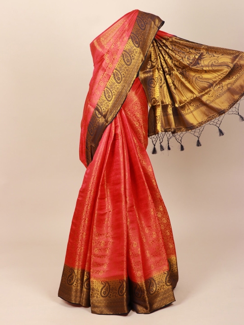 

Pothys Pink & Gold-Coloured Ethnic Motifs Zari Art Silk Saree