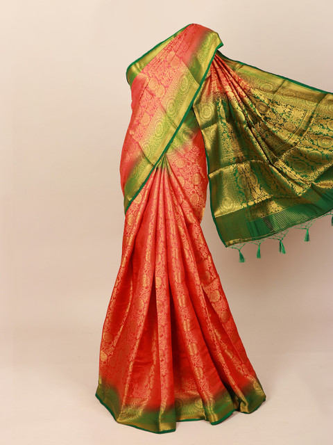 

Pothys Pink & Gold Woven Design Art Silk Saree With Tasseled Pallu