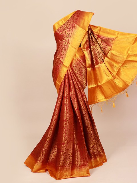 

Pothys Maroon & Gold Woven Design Art Silk Saree With Tasseled Pallu