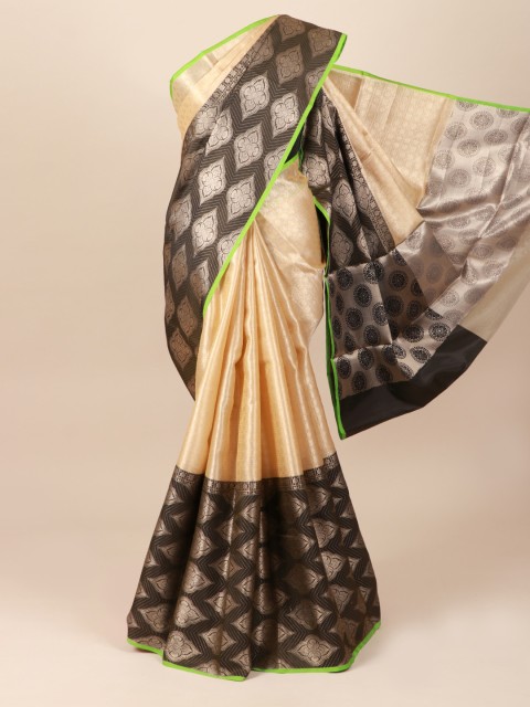 

Pothys Cream-Coloured Ethnic Motifs Zari Saree