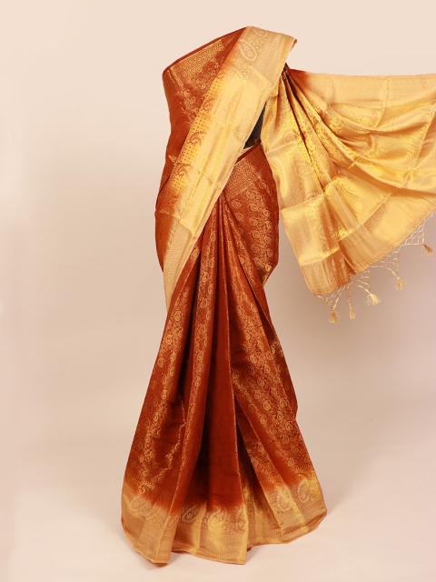 

Pothys Brown & Gold-Coloured Ethnic Motifs Zari Art Silk Saree