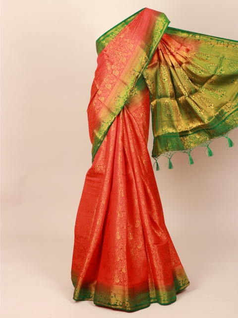 

Pothys Orange & Green Woven Design Zari Art Silk Saree