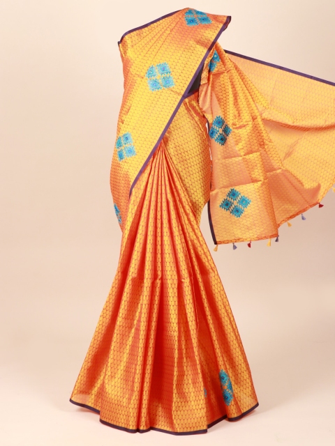 

Pothys Mustard Woven Design Cotton Blend Saree