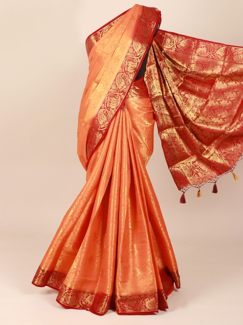 

Pothys Peach-Coloured Woven Design Art Silk Saree