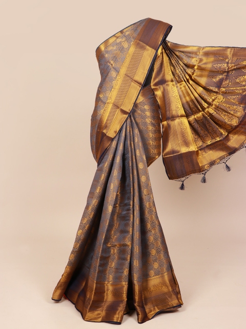 

Pothys Grey & Gold-Coloured Ethnic Motifs Zari Art Silk Saree
