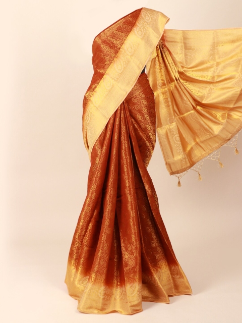 

Pothys Brown & Gold-Coloured Ethnic Motifs Zari Art Silk Saree