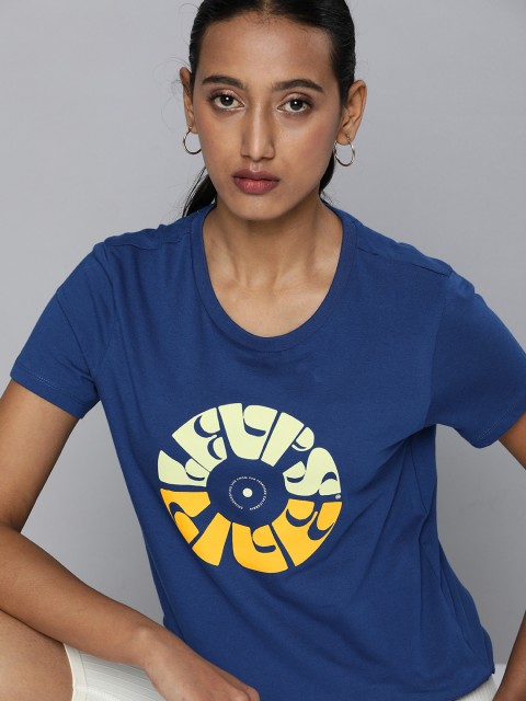 

Levis Women Navy Blue Brand Logo Printed T-shirt