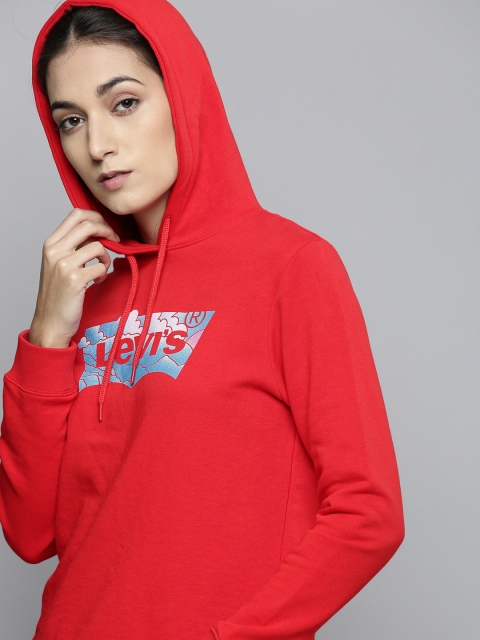 

Levis Women Red Graphic Printed Hooded Sweatshirt