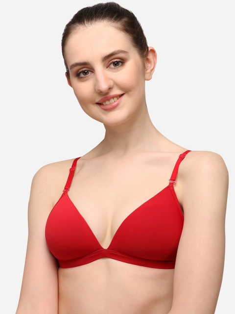 

Lenissa Red T-shirt Bra-Half Coverage Lightly Padded L-104