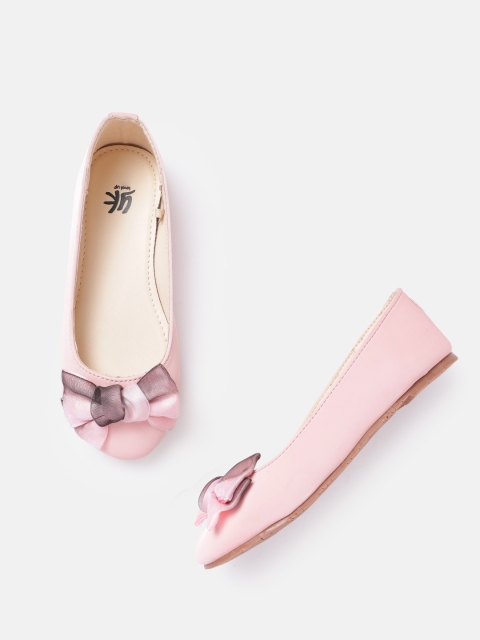 

YK Girls Pink Solid Ballerinas with Bows Detail