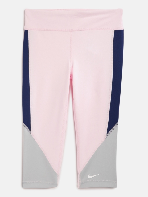 

Nike Girls Pink & Grey DriFIT Colourblocked Tights