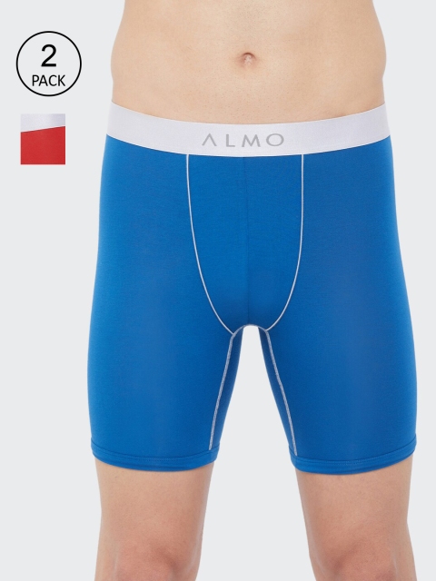 

Almo Wear Men Pack of 2 Solid Slim-Fit Trunks, Blue