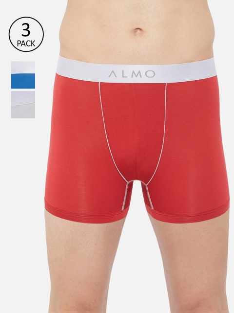 

Almo Wear Men Pack of 3 Slim-Fit Trunks, Red