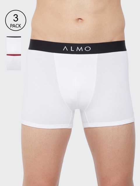 

Almo Wear Men Pack Of 3 White Solid Slim-Fit Organic Cotton Trunks Alfio-T-BBLR