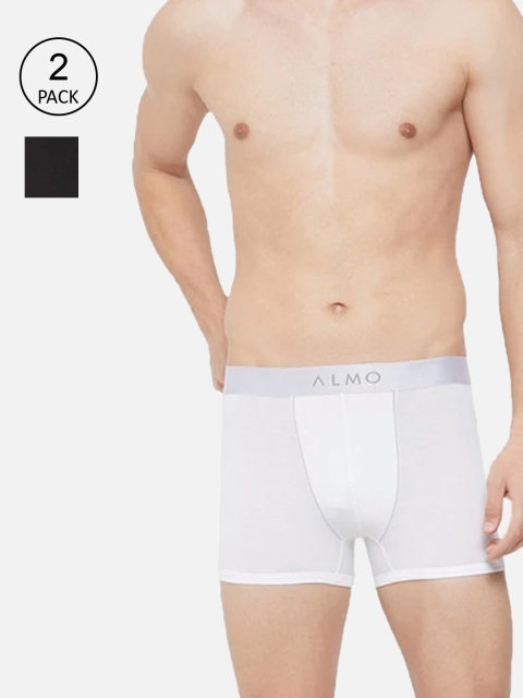 

Almo Wear Men Pack Of 2 Solid Slim-Fit Trunks, White