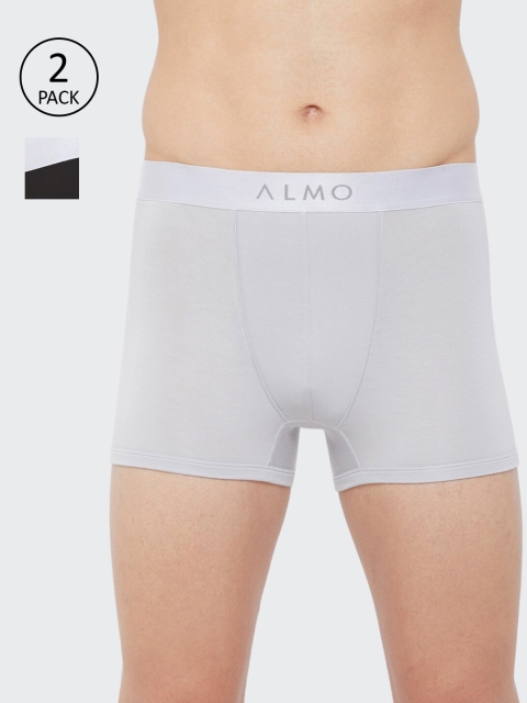 

Almo Wear Men Pack Of 2 Solid Slim-Fit Trunks, Black
