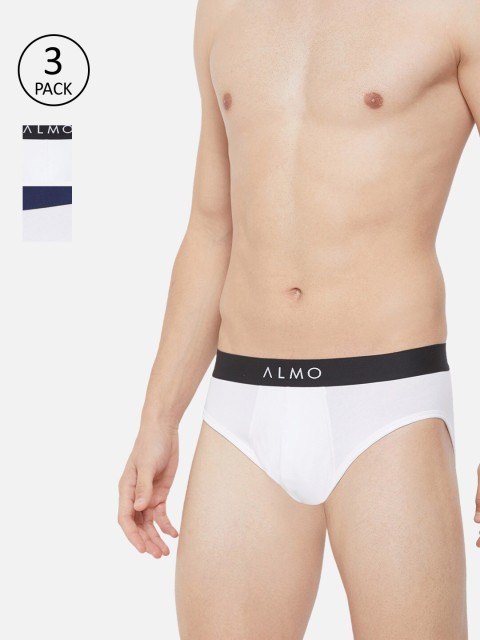 

Almo Wear Men Pack Of 3 Solid Organic Cotton Slim Fit Basic Briefs Alfio-B-BBLAG, Black