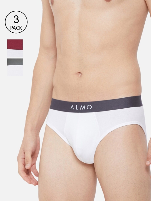 

Almo Wear Men Pack Of 3 White Solid Organic Cotton Basic Briefs
