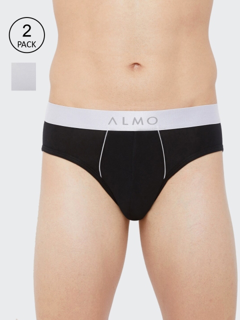 

Almo Wear Men Pack of 2 Solid Slim-Fit Organic Cotton Briefs, Black