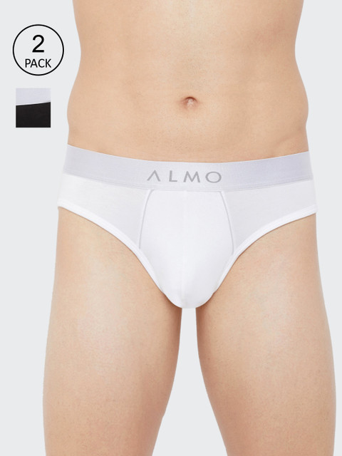 

Almo Wear Men Pack Of 2 Solid Slim-Fit Rico Classic Organic Cotton Basic Briefs, White