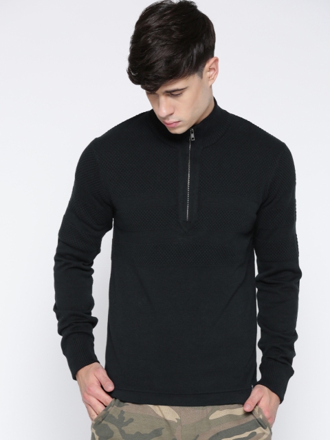 

BLEND Men Black Patterned Slim Fit Sweater