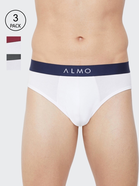 

Almo Wear Men Pack Of 3 White Solid Slim-Fit Organic Cotton Basic Briefs Alfio-B-BLRAG