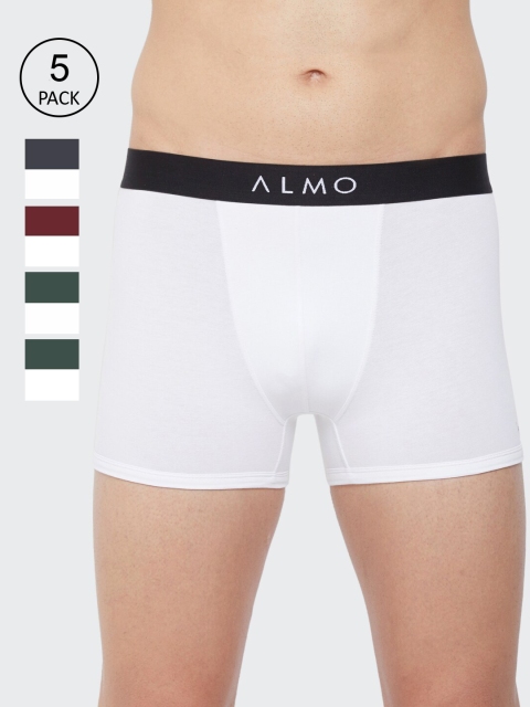 

Almo Wear Men Pack Of 5 Solid Slim-Fit Organic Cotton Trunks, Black