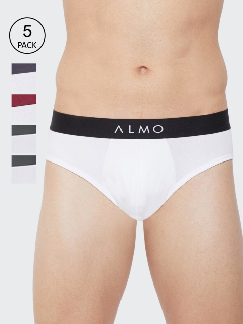 

Almo Wear Men Pack Of 5 White Solid Organic Cotton Basic Briefs