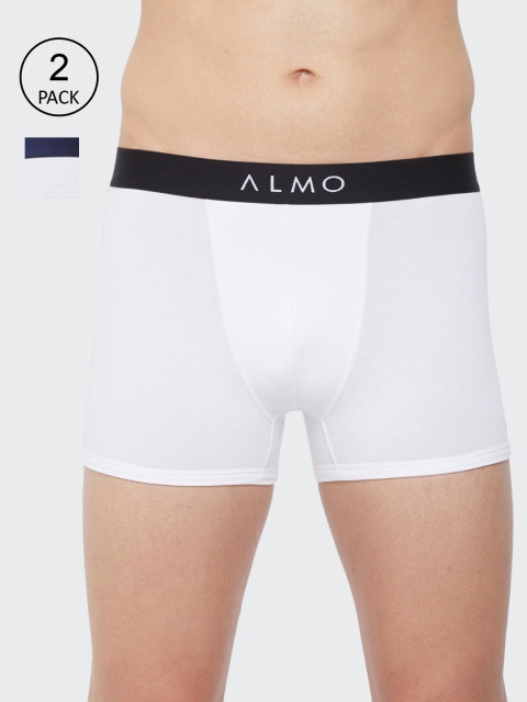 

Almo Wear Men Pack Of 2 Solid Slim-Fit Organic Cotton Trunks Alfio-T-BBL, White