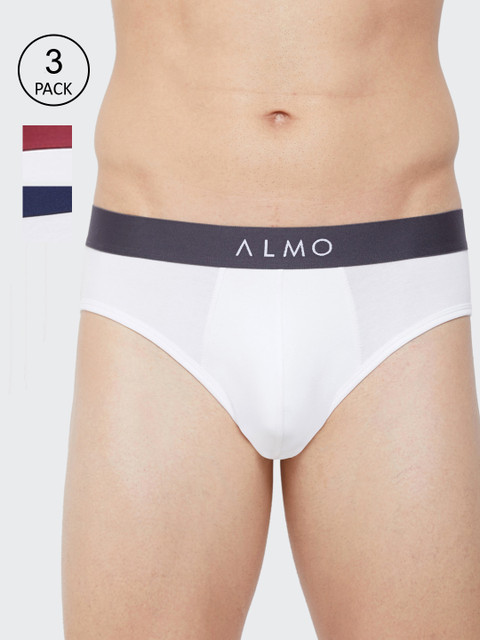 

Almo Wear Men Pack Of 3 Solid Slim-Fit Rico Classic Organic Cotton Basic Briefs, White