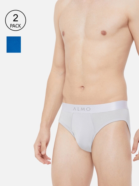 

Almo Wear Men Pack Of 2 Solid Organic Cotton Slim Fit Basic Briefs Fabio-B-GCB, Grey