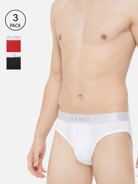 

Almo Wear Men Pack of 3 Solid Slim-Fit Organic Cotton Briefs, White