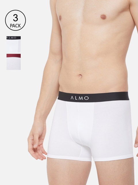 

Almo Wear Men Pack Of 3 Solid Slim-Fit Organic Cotton Trunks, White