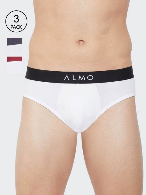 

Almo Wear Men Pack Of 3 Solid Slim-Fit Organic Cotton Basic Briefs Alfio-B-BGR, White