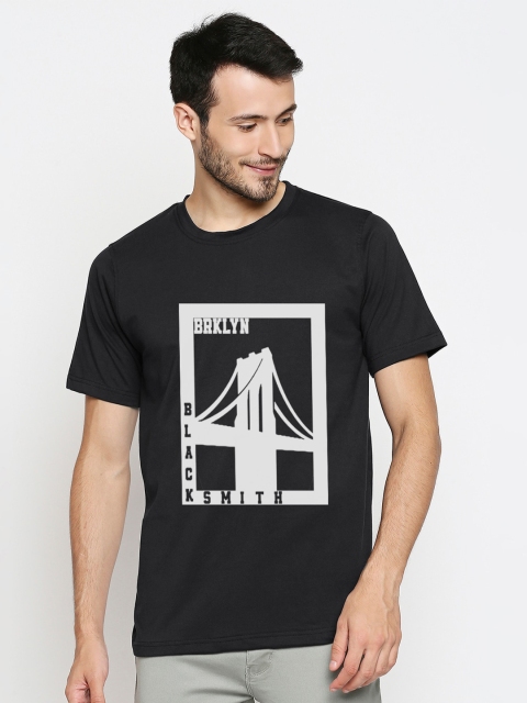 

Blacksmith Men Black Printed Applique T-shirt
