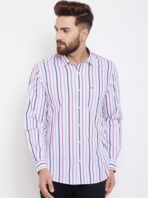 

Canary London Men Purple Striped Slim Fit Casual Shirt