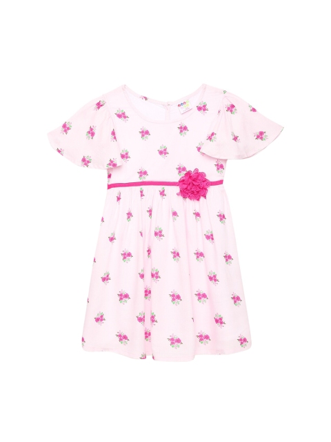 

ZION White & Pink Floral A-Line Dress
