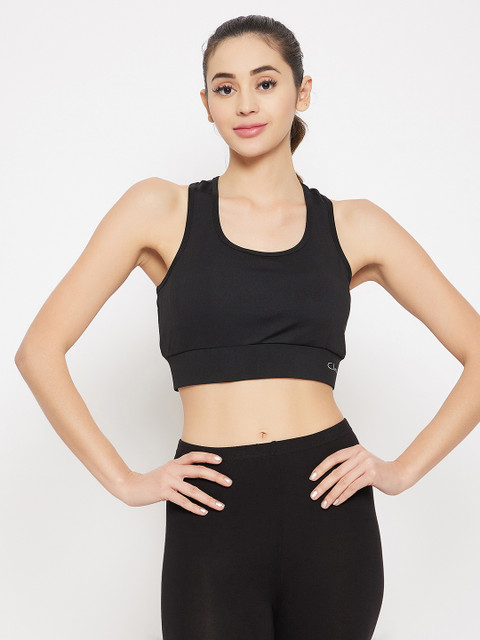 

Clovia Black Workout Bra - Full Coverage Lightly Padded