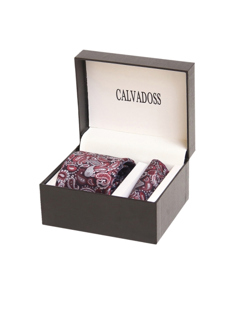 

Calvadoss Men Maroon & Grey Self-Design Microfiber Accessory Gift Set