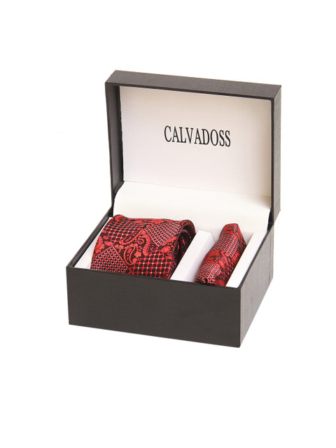 

Calvadoss Men Red & White Printed Microfiber Accessory Gift Set