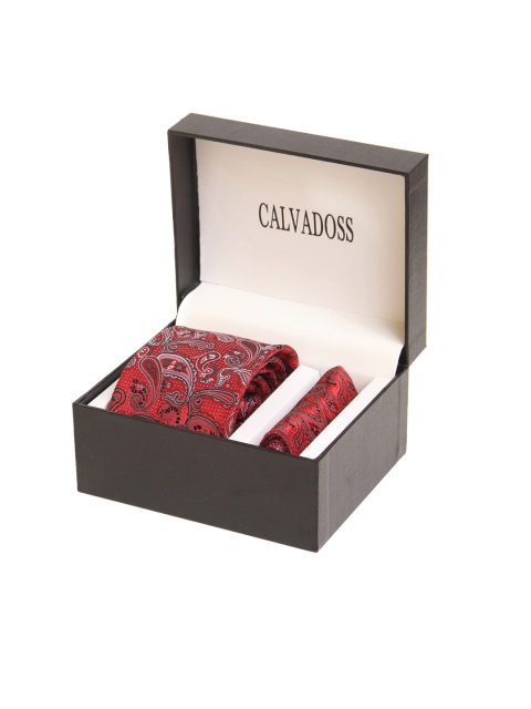 

Calvadoss Men Red & Black Printed Microfiber Accessory Gift Set