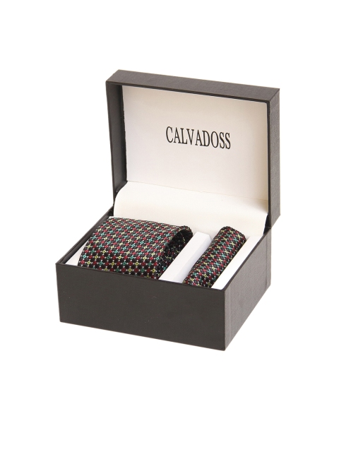 

Calvadoss Men Black & Red Printed Microfiber Accessory Gift Set