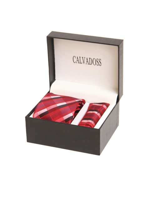 

Calvadoss Men Red & Black Checked Microfiber Accessory Gift Set