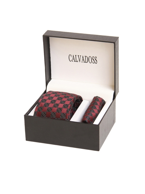 

Calvadoss Men Maroon & Black Printed Microfiber Accessory Gift Set