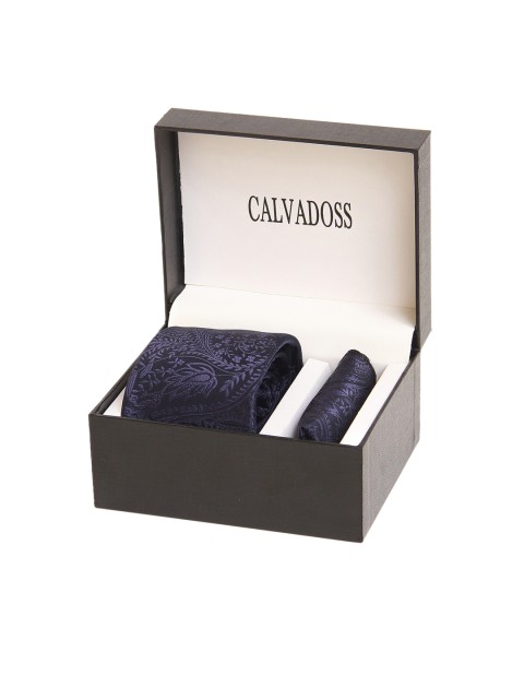 

Calvadoss Men Black & Navy Blue Self-Design Microfiber Accessory Gift Set