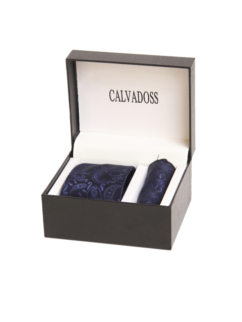 

Calvadoss Men Navy Blue Tie and Pocket Square Accessory Gift Set