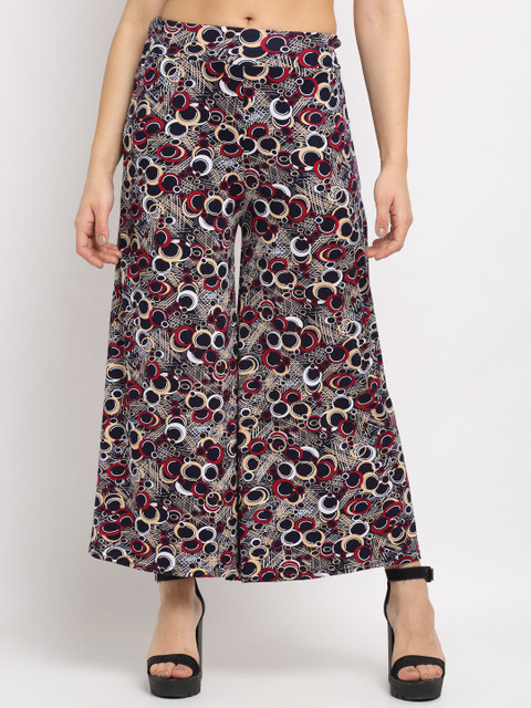 

NEUDIS Women Multicoloured Printed Flared Knitted Palazzos, Multi