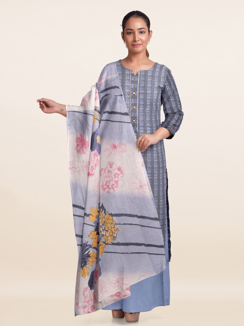 

Pothys Grey Printed Unstitched Dress Material