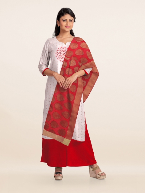 

Pothys Off White Unstitched Dress Material