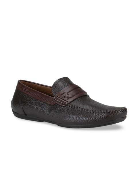 

ROSSO BRUNELLO Men Coffee Brown Leather Textured Loafers